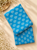 Firozi Hand Block Print Cotton Unstitched Suit Set – 3 Piece