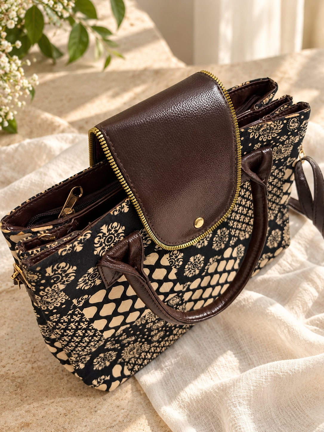 Elegant Ethnic Tote Bag | Spacious Multi-Compartment Handbag
