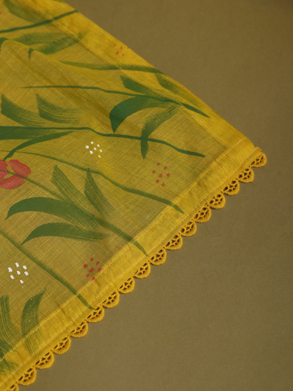 Mustard Yellow Floral & Butterfly Embroidered Unstitched Suit Set | Dorvahi