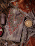 Rust & Mauve Floral Embroidered Unstitched Suit Set
