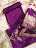 Royal Purple Embroidered Unstitched Suit Set with Dupatta