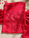 Hot Pink Floral Thread Embroidered Unstitched Suit Set