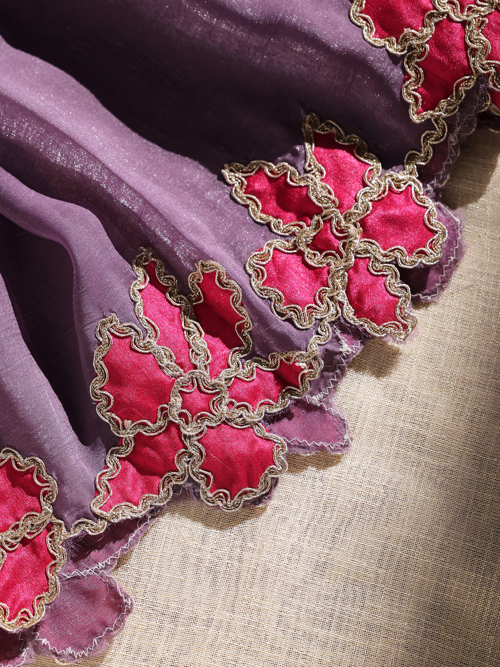 Purple Embroidered Unstitched Suit Set with Dupatta