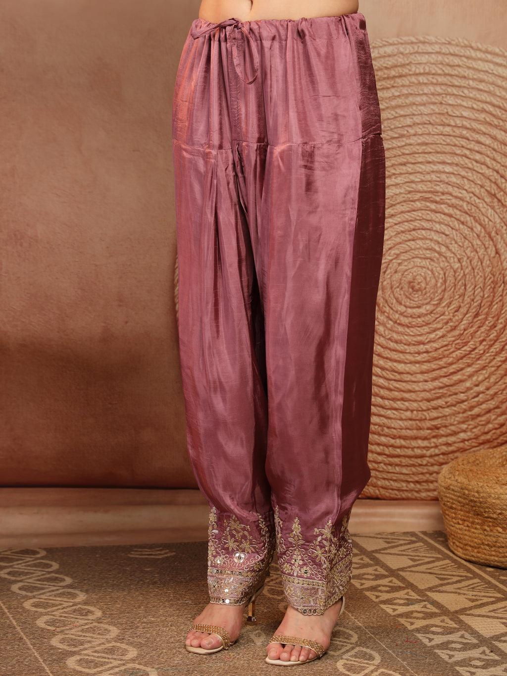 Mauve Embroidered Suit Set with Dupatta