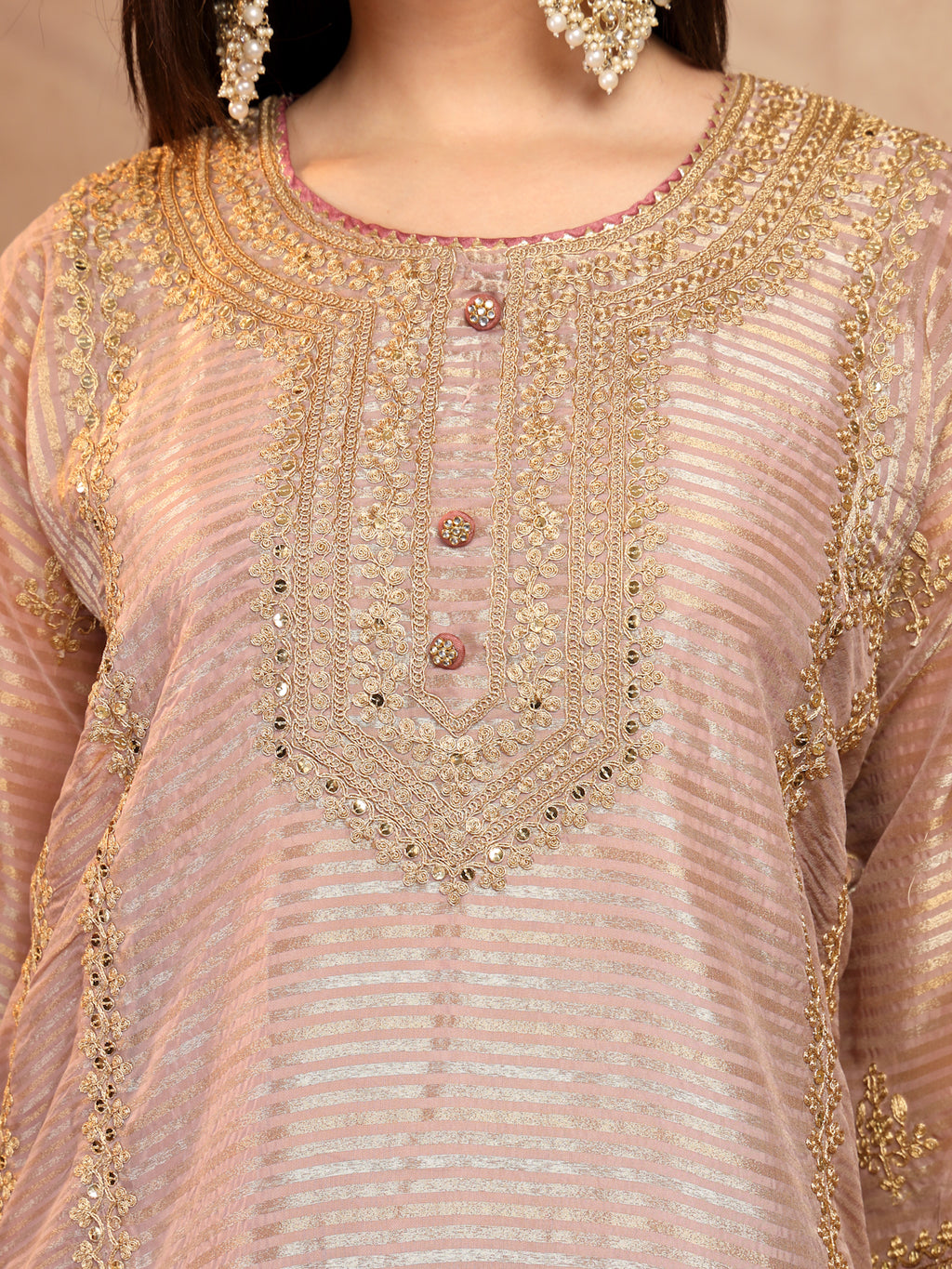 Mauve Embroidered Suit Set with Dupatta