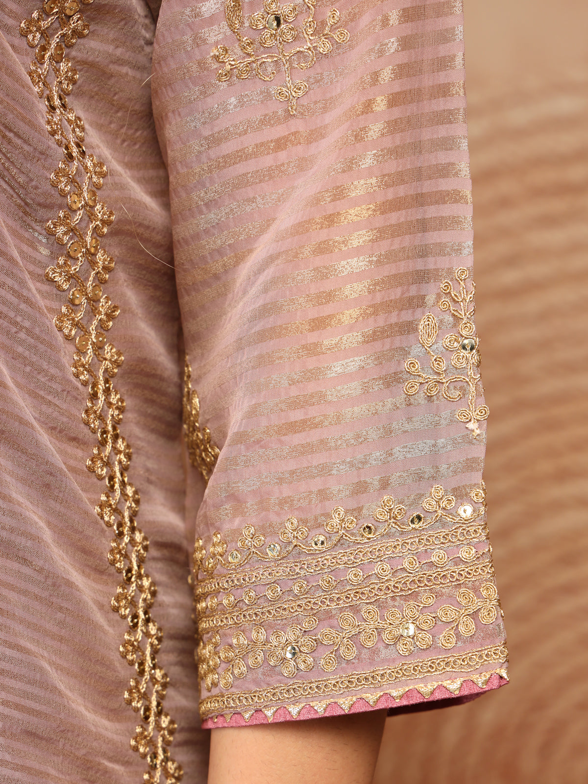 Mauve Embroidered Suit Set with Dupatta