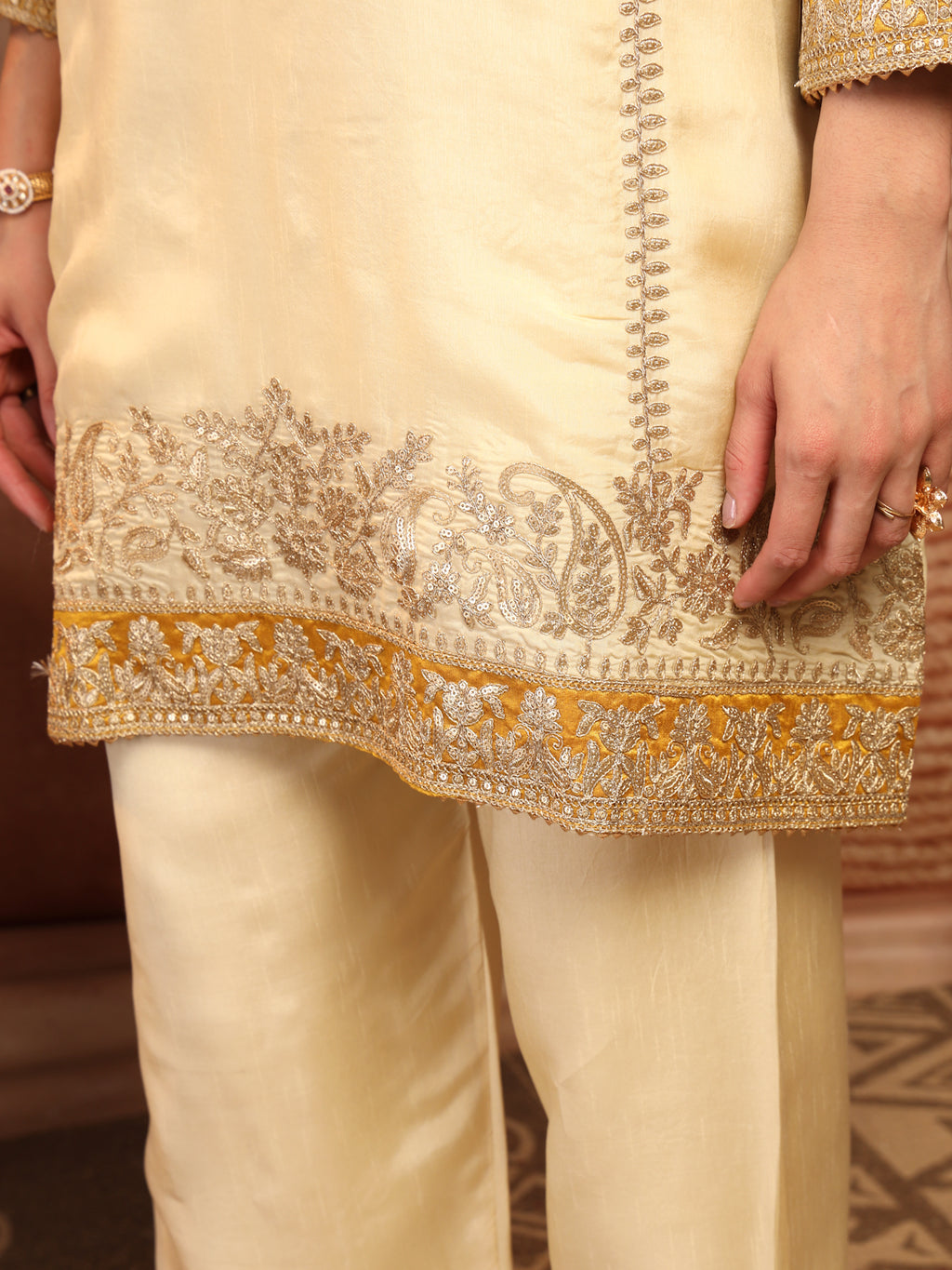 Ivory Embroidered Suit Set with Dupatta