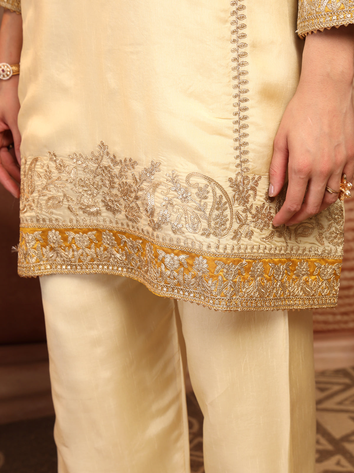 Ivory Embroidered Suit Set with Dupatta