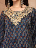 Navy Ajrakh Modal Kurta with Farsi Salw