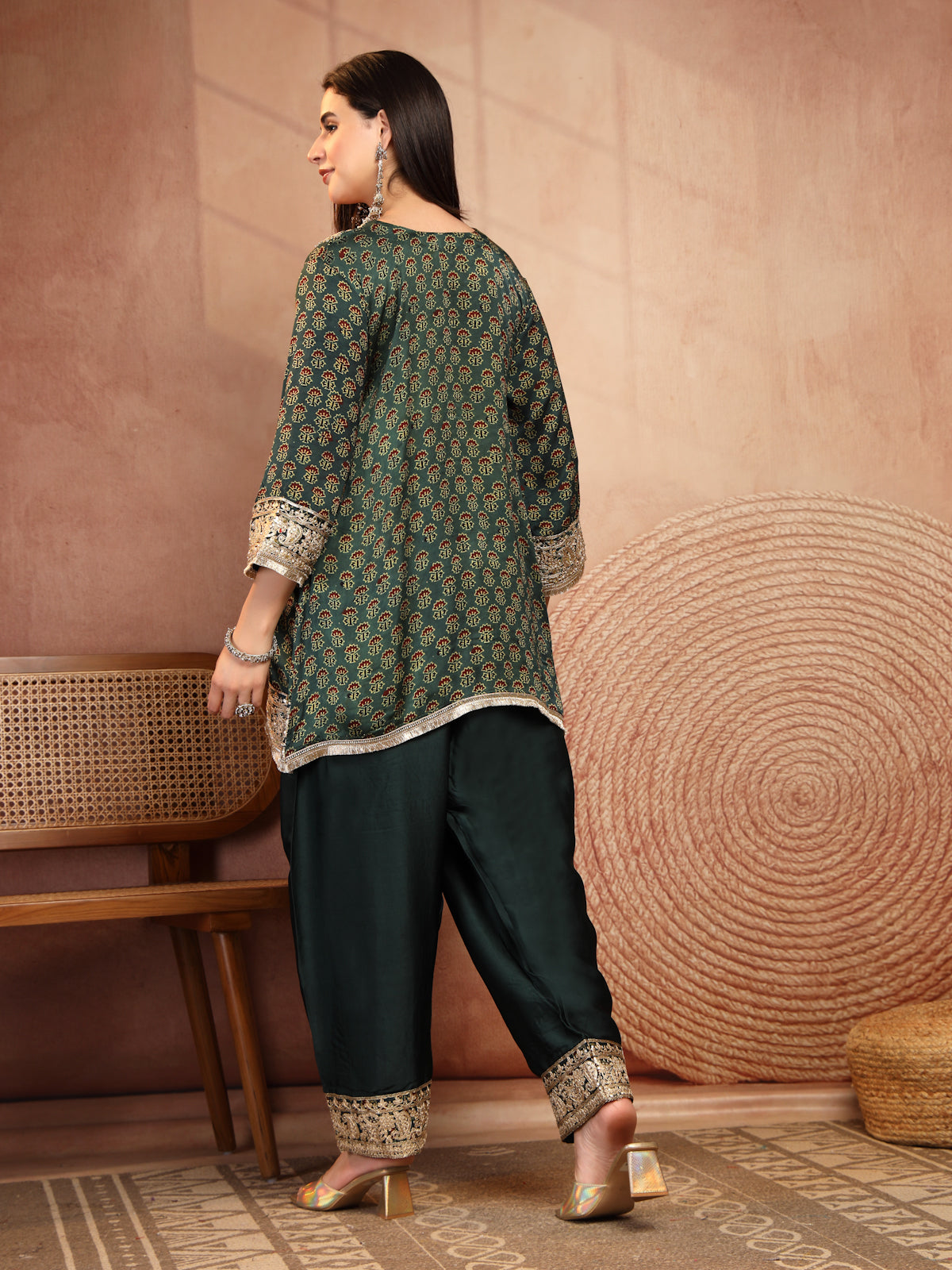 Green Ajrakh Modal Farsi Suit