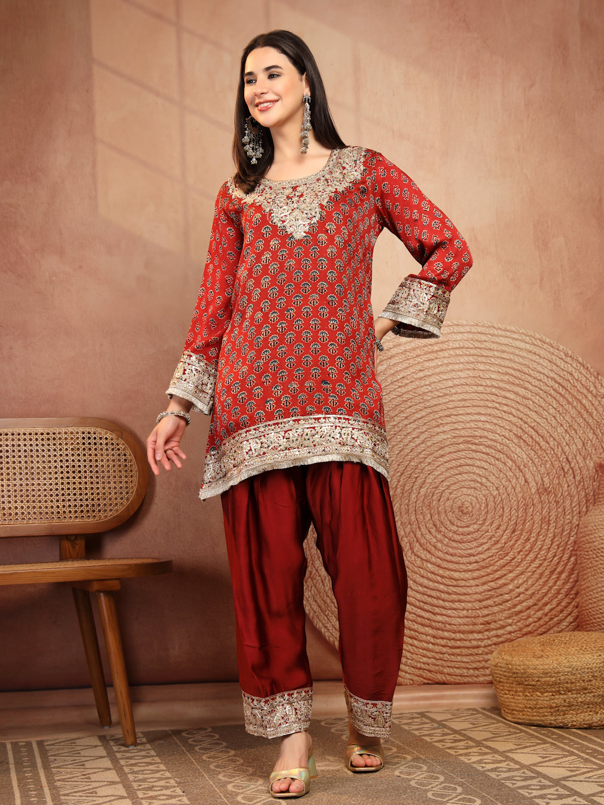 Ruby Ajrakh Modal Farsi Suit