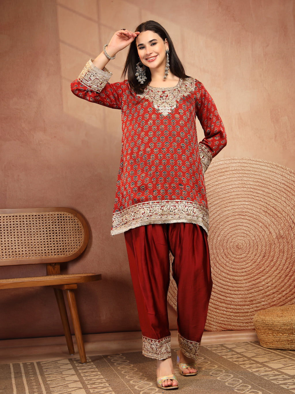 Ruby Ajrakh Modal Farsi Suit