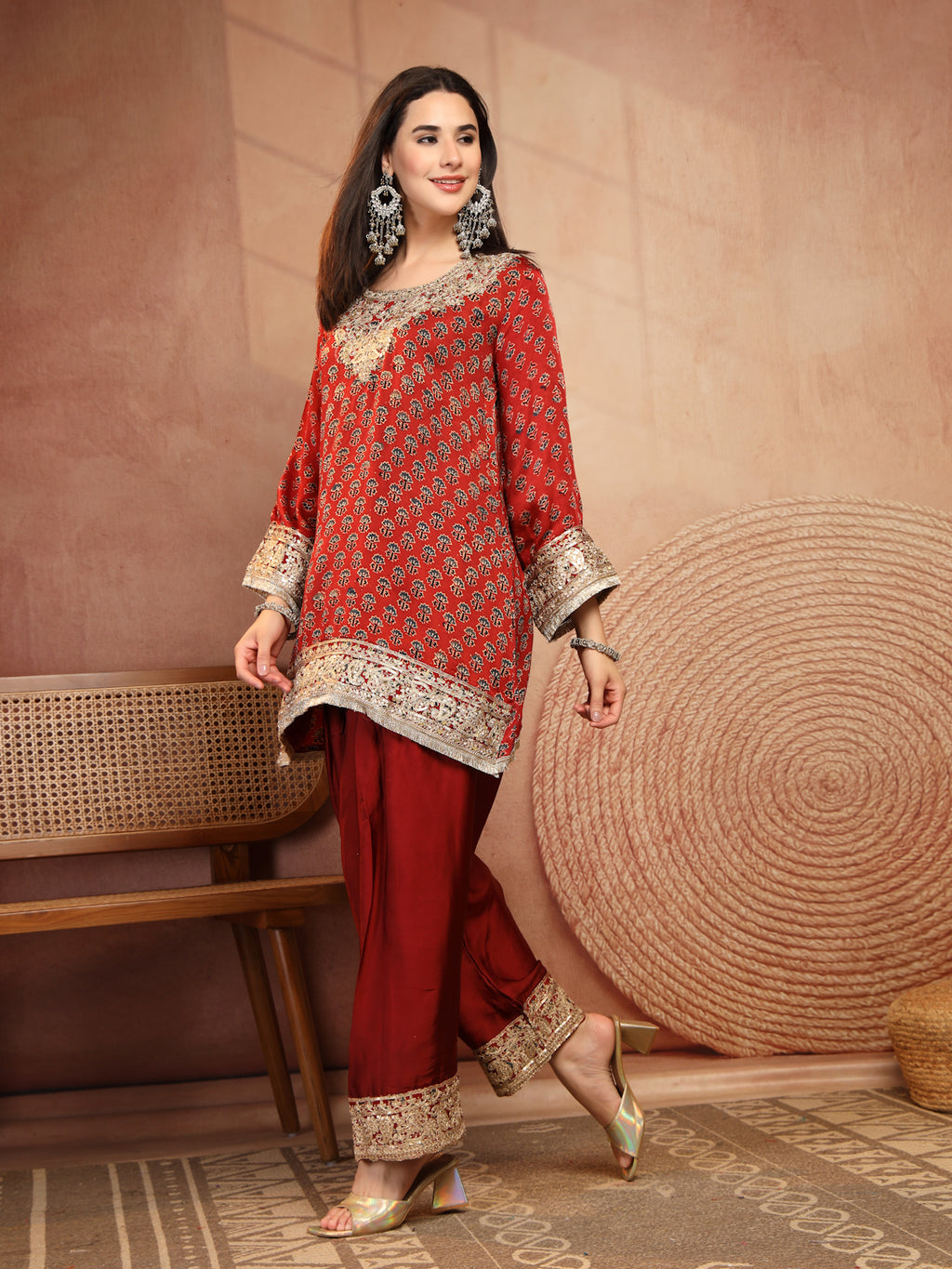Ruby Ajrakh Modal Farsi Suit