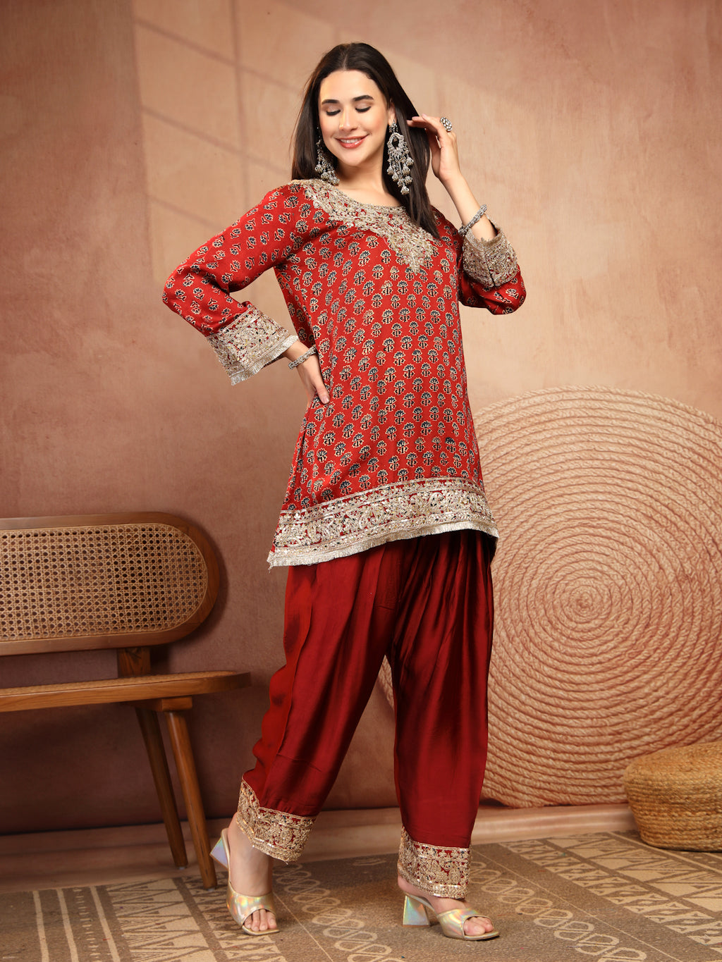 Ruby Ajrakh Modal Farsi Suit