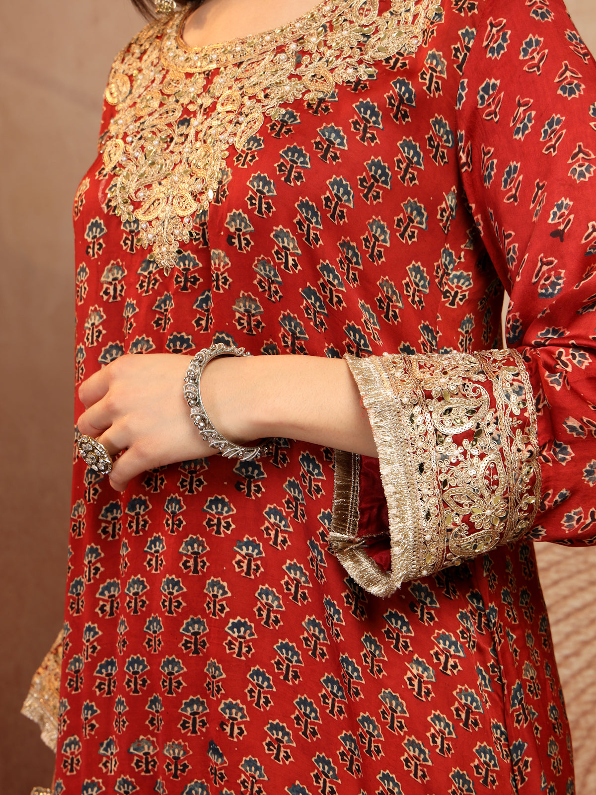 Ruby Ajrakh Modal Farsi Suit