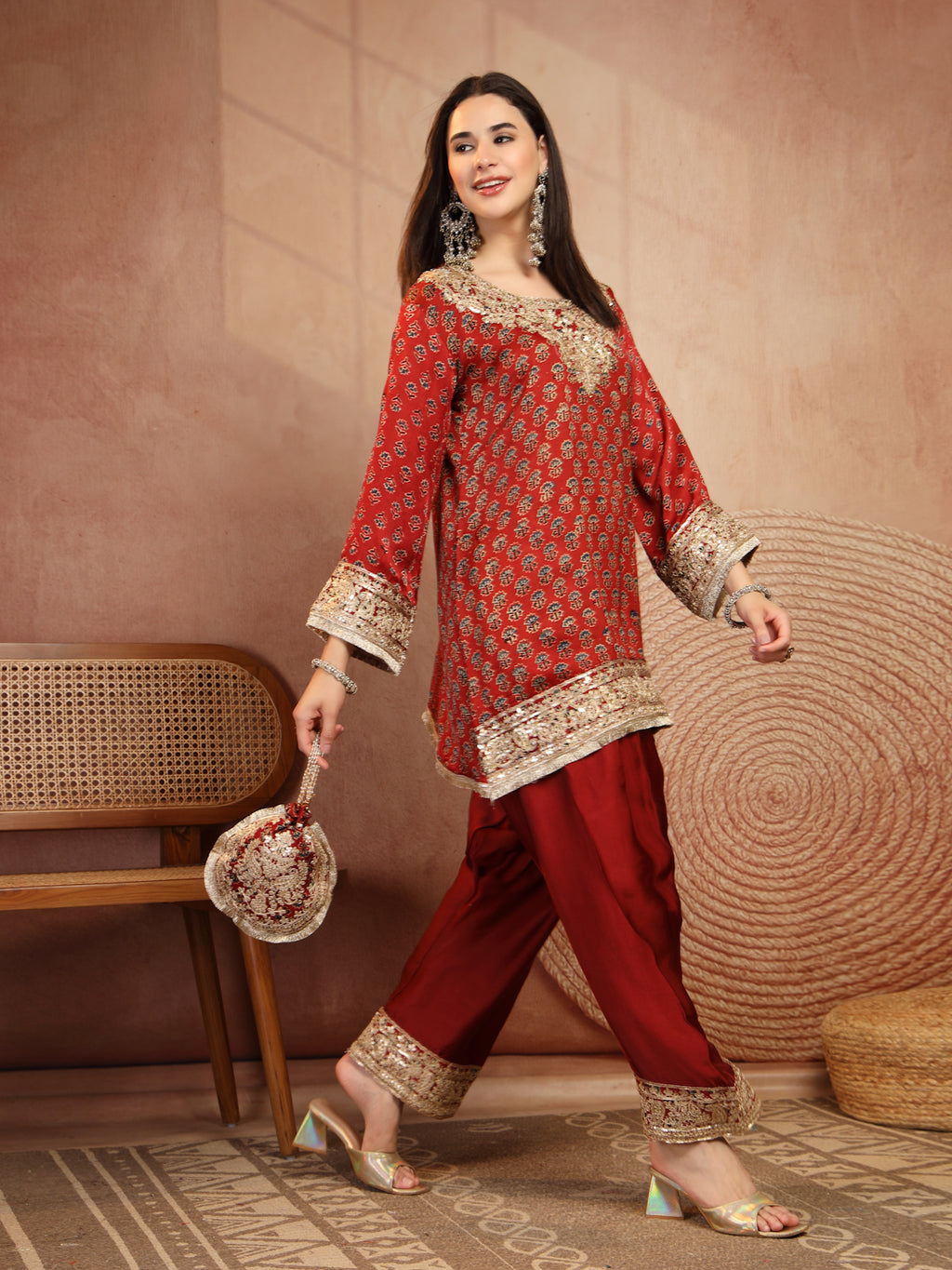 Ruby Ajrakh Modal Farsi Suit
