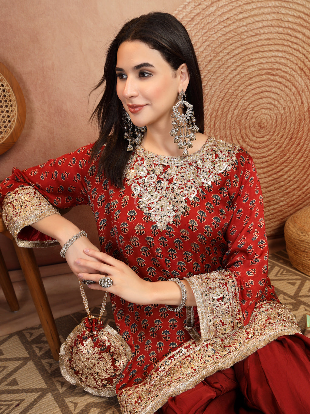 Ruby Ajrakh Modal Farsi Suit