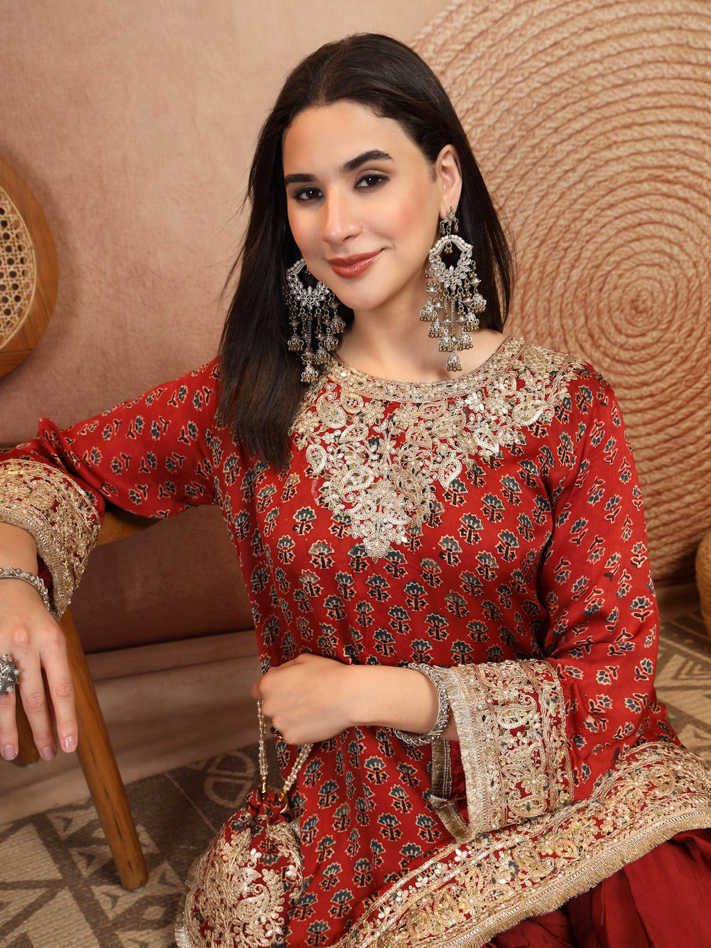 Ruby Ajrakh Modal Farsi Suit