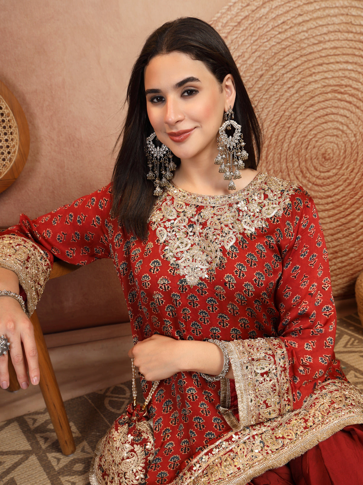Ruby Ajrakh Modal Farsi Suit