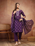 Deep Purple Cotton 3-Piece Suit Set