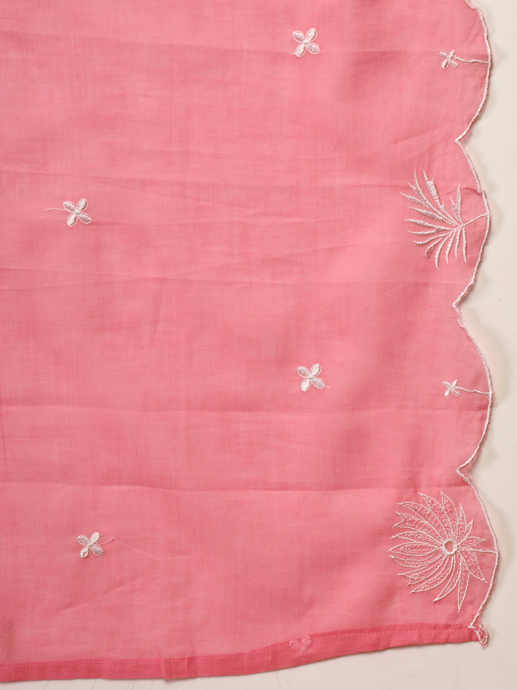 Blush Pink Cotton Embroidered 3-Piece Suit Set