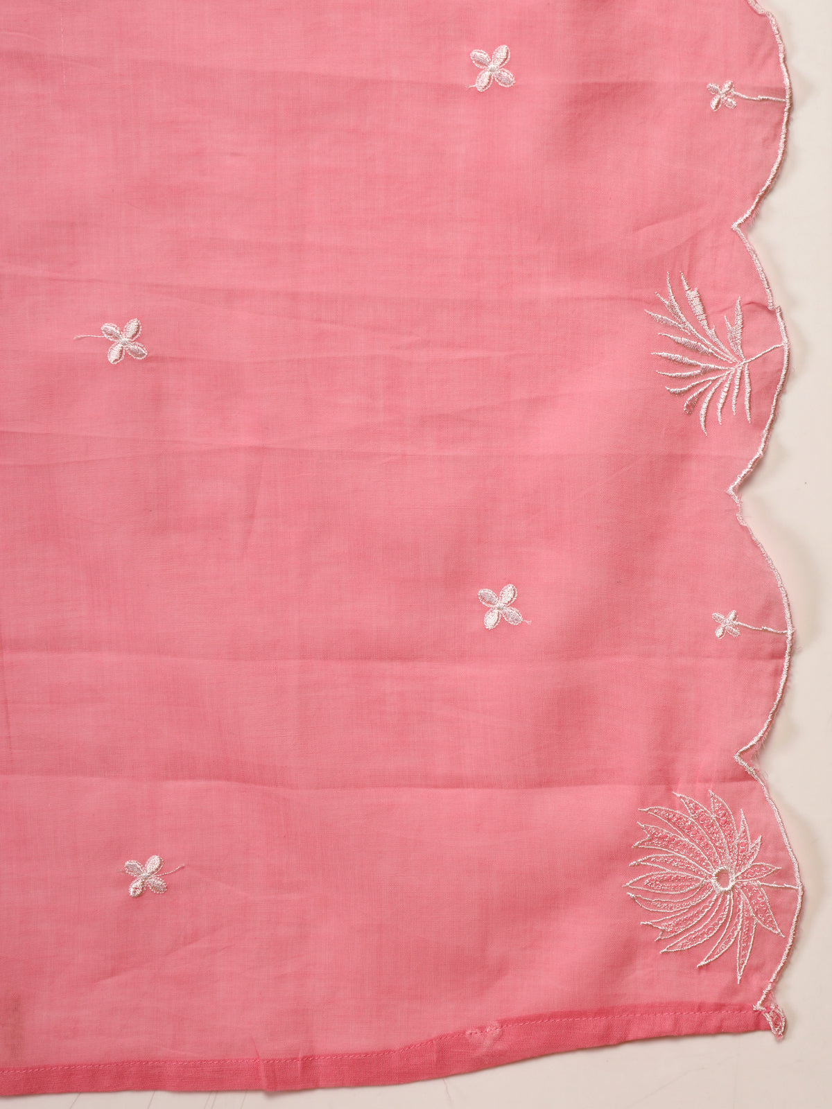 Blush Pink Cotton Embroidered 3-Piece Suit Set