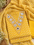 Mustard Yellow Chevron Mirror Work Suit Set