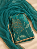 Teal Floral Embroidered Suit Set